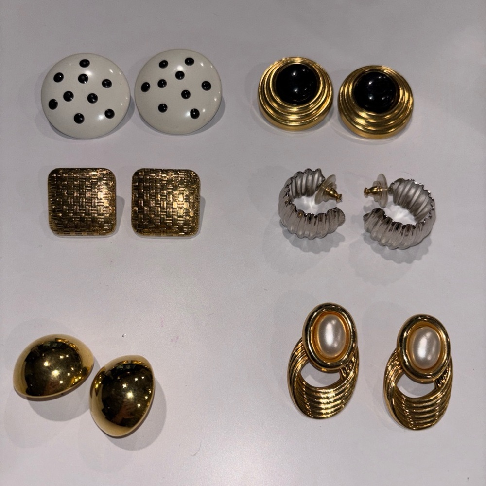 Vintage Lot of 80’s Big Bold Earrings 6 pair